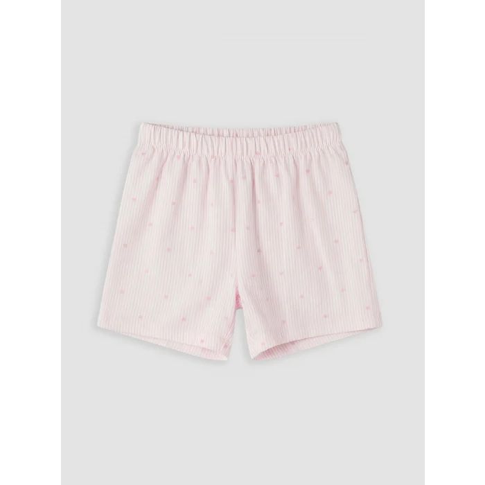 LCW Kids Pembe Gömlek Yaka Kız Çocuk Şortlu Pijama Takımı