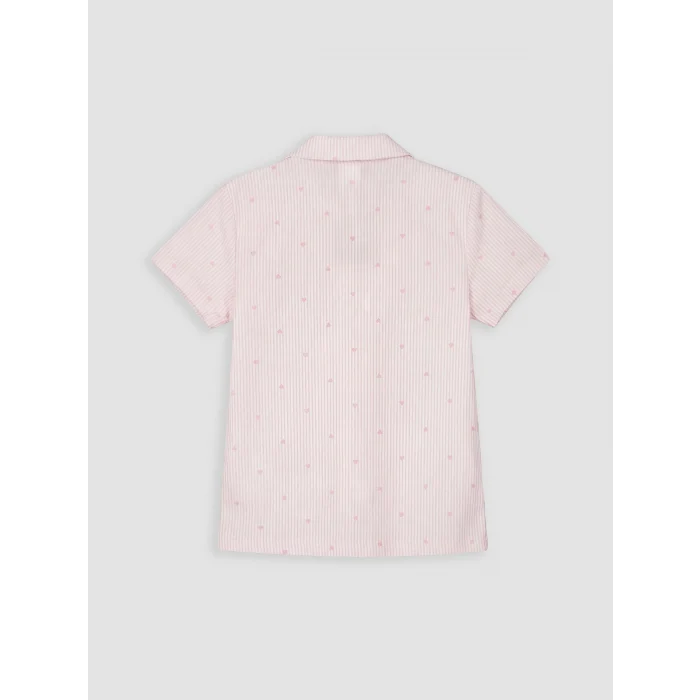 LCW Kids Pembe Gömlek Yaka Kız Çocuk Şortlu Pijama Takımı