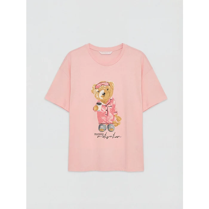 LCW DREAM Pembe Ayı Teddy Baskılı Kadın Pijama Takım