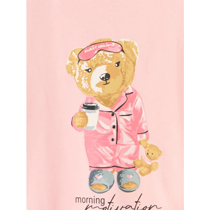 LCW DREAM Pembe Ayı Teddy Baskılı Kadın Pijama Takım