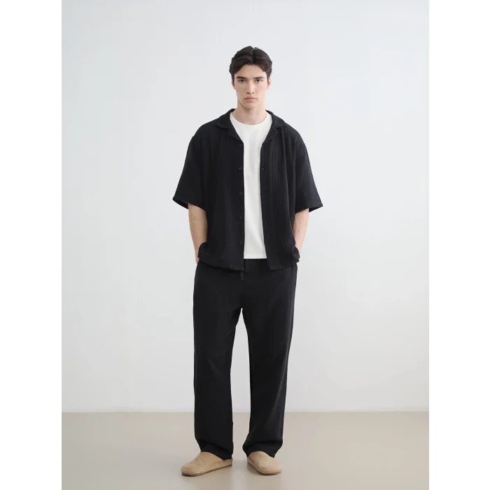 XSIDE Siyah Loose Fit Erkek Müslin Pantolon