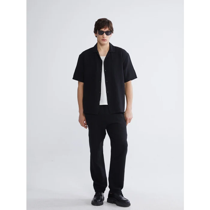XSIDE Siyah Loose Fit Erkek Müslin Pantolon