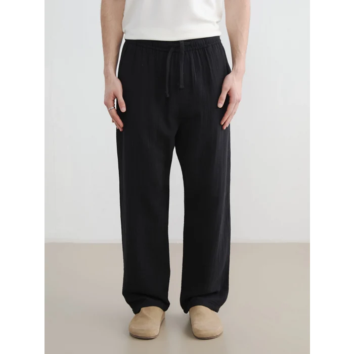 XSIDE Siyah Loose Fit Erkek Müslin Pantolon