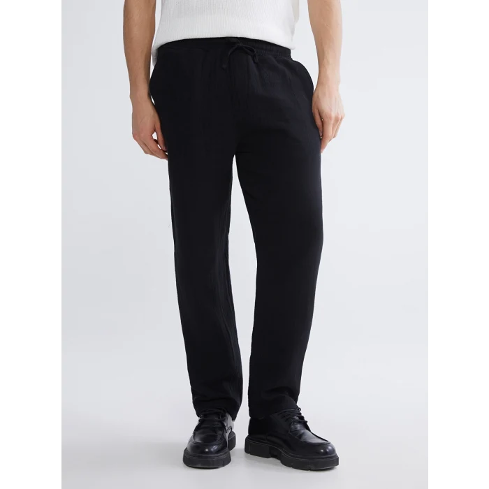 XSIDE Siyah Loose Fit Erkek Müslin Pantolon