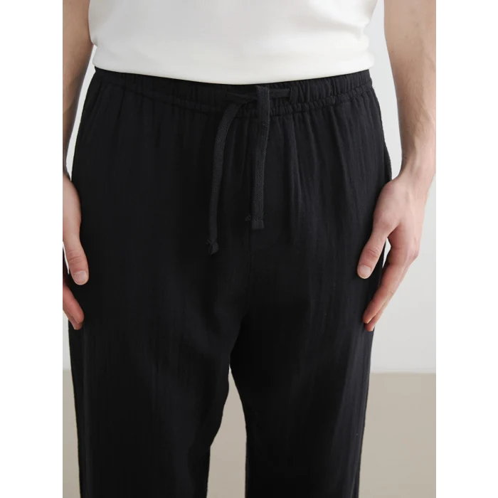 XSIDE Siyah Loose Fit Erkek Müslin Pantolon