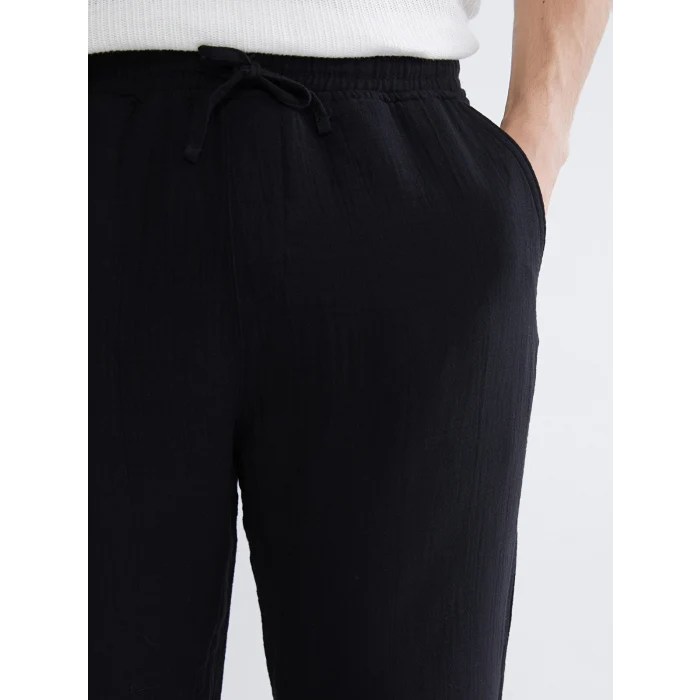XSIDE Siyah Loose Fit Erkek Müslin Pantolon