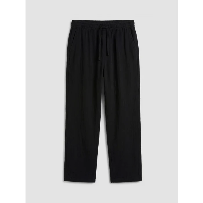 XSIDE Siyah Loose Fit Erkek Müslin Pantolon