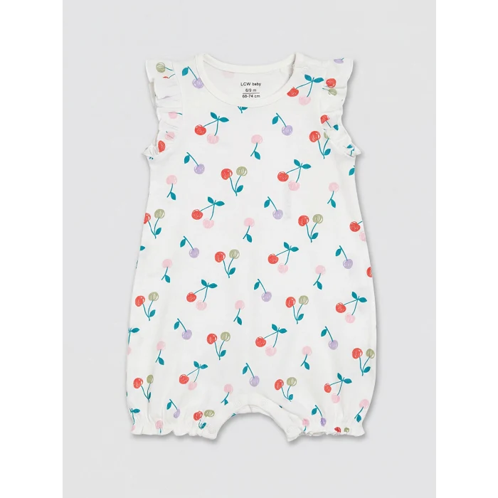 LCW baby Bej Baskılı Kız Bebek Tulum 2li