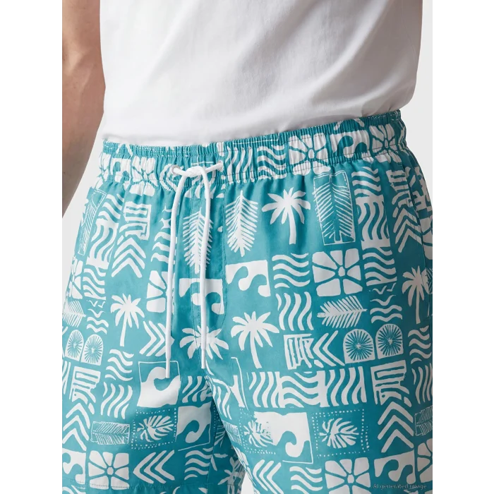LCW SWIMWEAR Turkuaz Kısa Boy Desenli Erkek Deniz Şortu