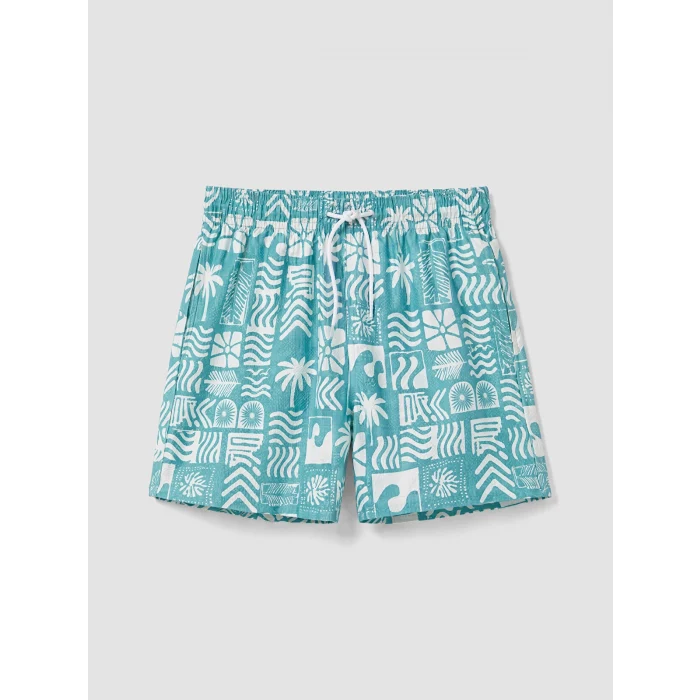 LCW SWIMWEAR Turkuaz Kısa Boy Desenli Erkek Deniz Şortu