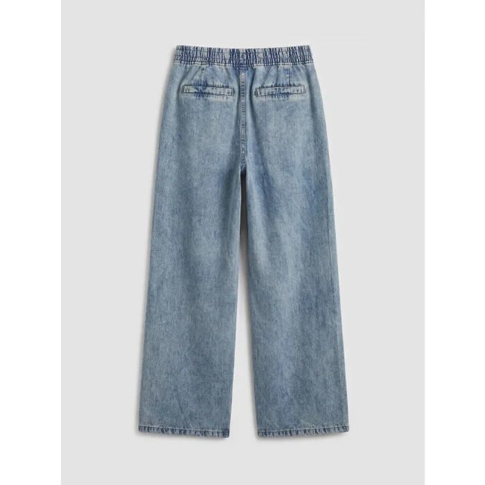 XSIDE Mavi Beli Lastikli Wideleg Kadın Jean Pantolon