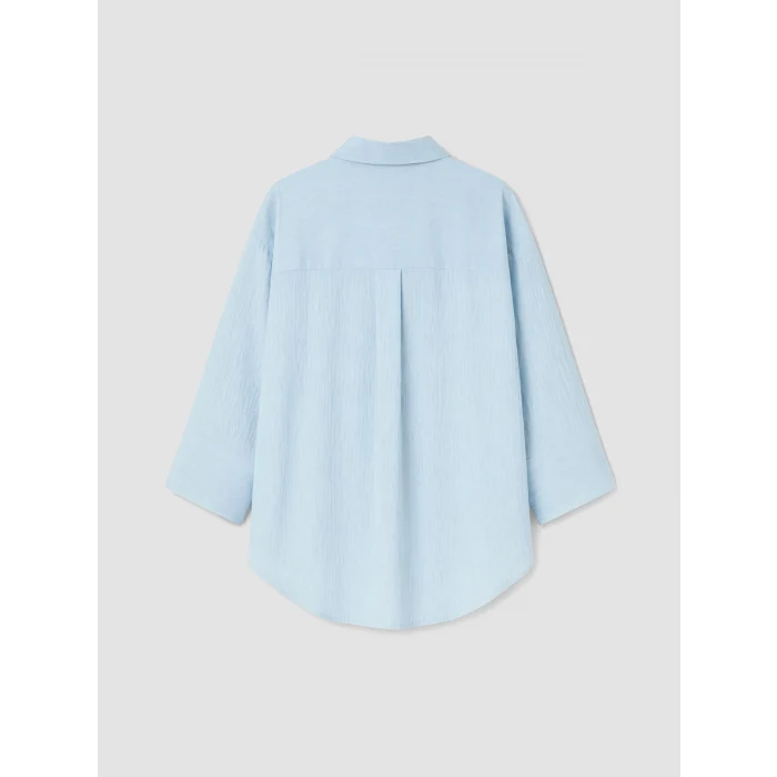 LCW EVERYDAY Mavi Çizgili Oversize Armürlü Kadın Gömlek