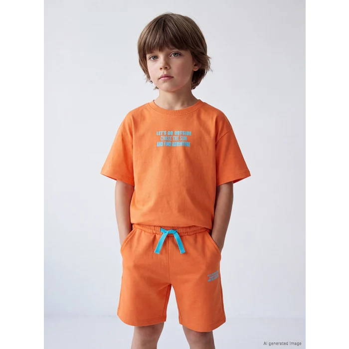 LCW Kids Turuncu Baskılı Erkek Çocuk Takım