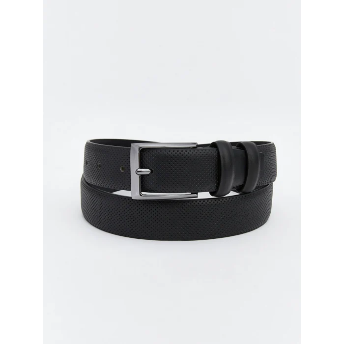 LCW ACCESSORIES Siyah Deri Görünümlü Erkek Kemer
