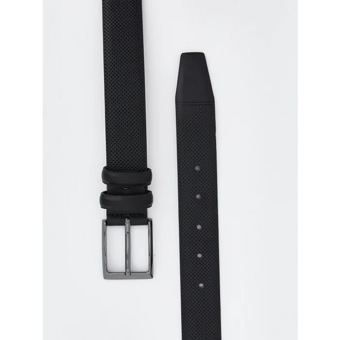 LCW ACCESSORIES Siyah Deri Görünümlü Erkek Kemer