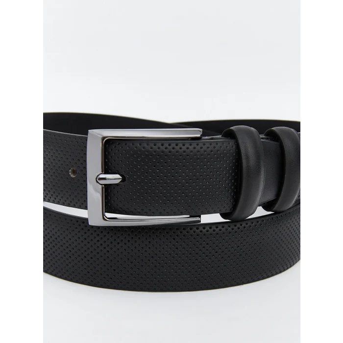 LCW ACCESSORIES Siyah Deri Görünümlü Erkek Kemer
