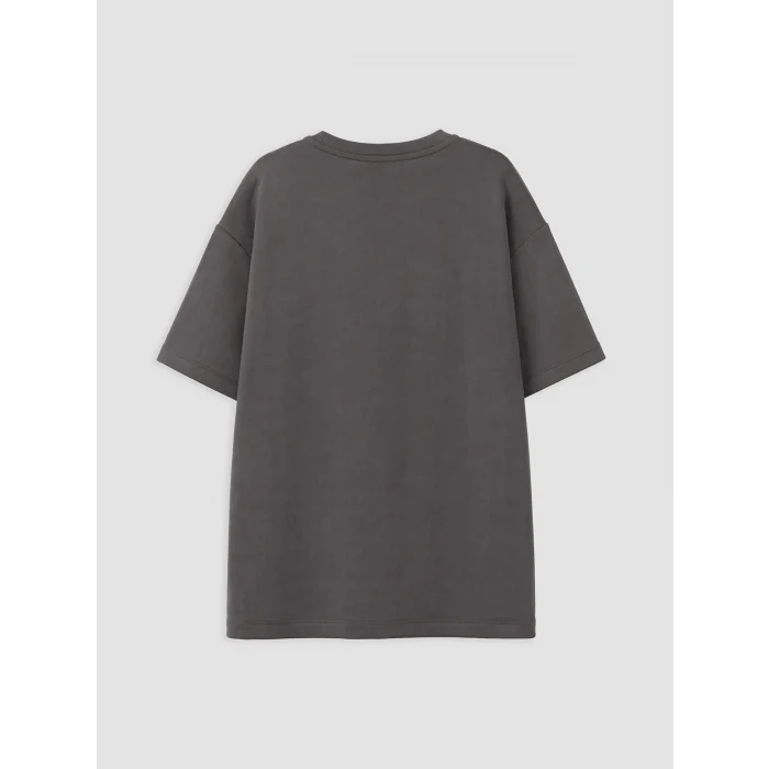 LCW Kids Gri Loose Fit Baskılı Kız Çocuk Tişört