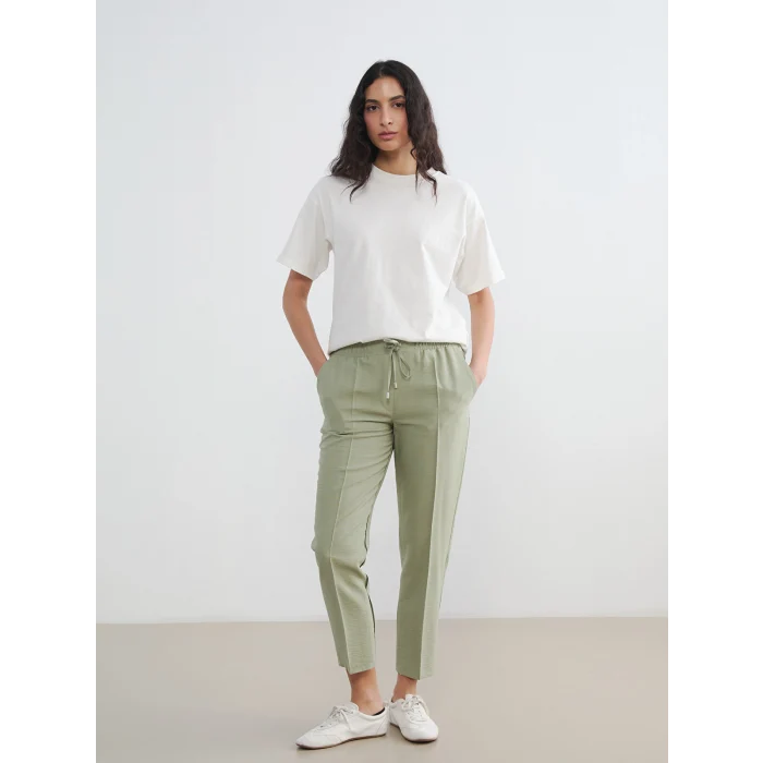 LCW Modest Haki Beli Lastikli Havuç Kesim Kadın Pantolon