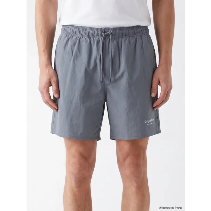 LCW SWIMWEAR Gri Kısa Boy Baskılı Erkek Deniz Şortu