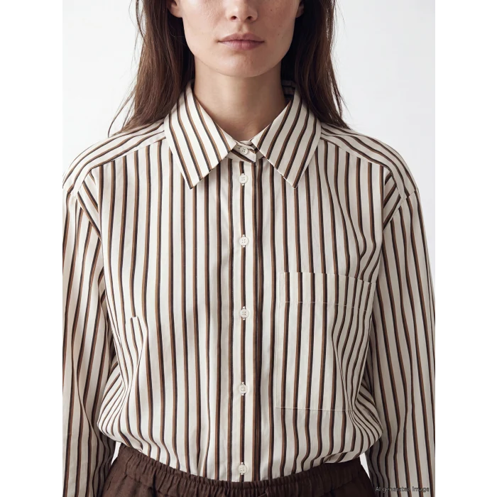 LCW Modest Sarı Çizgili Oversize Poplin Kadın Gömlek Tunik