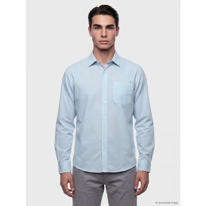 LCW BUSINESS Mavi Regular Fit Ekose Erkek Gömlek