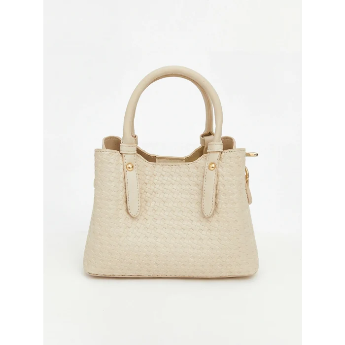 LCW ACCESSORIES Bej Hasır Örgü Desenli Kadın Omuz Çantası