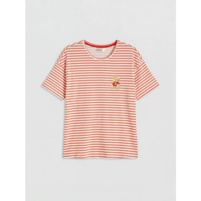 LCW DREAM Kırmızı Çizgili Kadın Şortlu Pijama Takımı