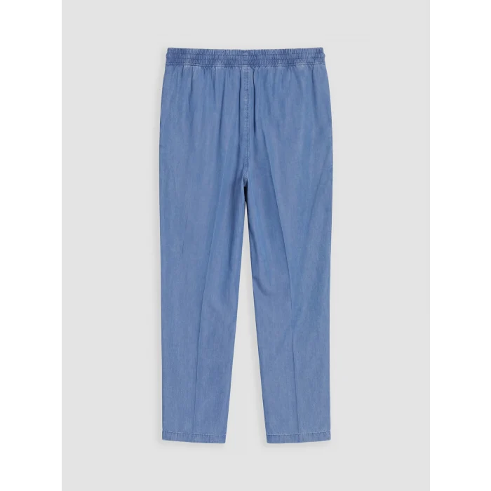 LCW Modest İndigo Beli Lastikli Mom Fit Kadın Jean Pantolon