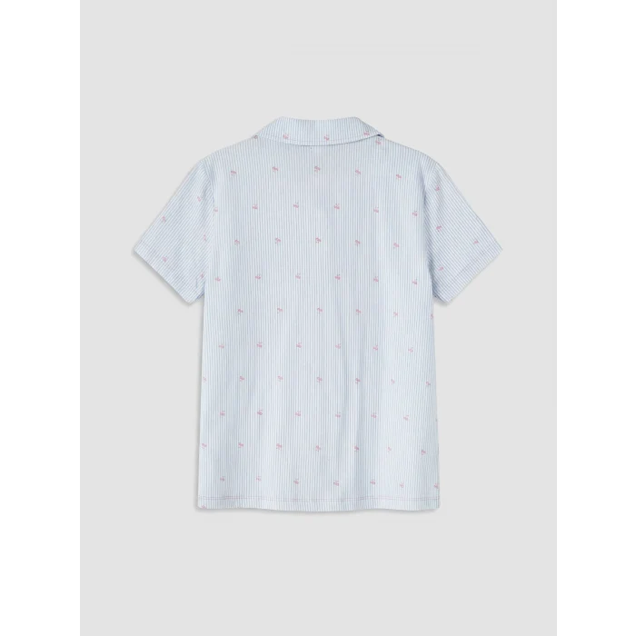 LCW Kids Ekru Gömlek Yaka Kız Çocuk Şortlu Pijama Takımı