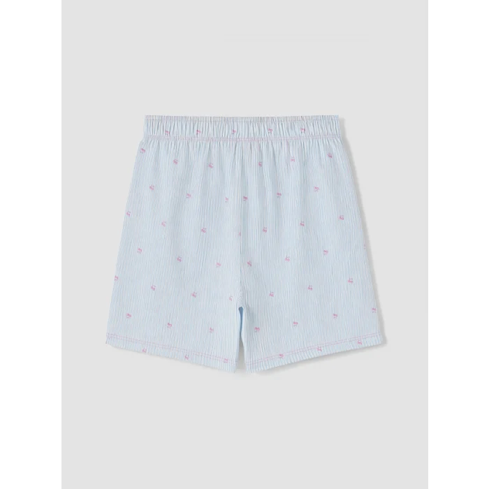 LCW Kids Ekru Gömlek Yaka Kız Çocuk Şortlu Pijama Takımı