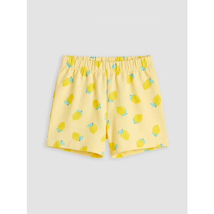 LCW Kids Ekru Limon Baskılı Kız Çocuk Takım