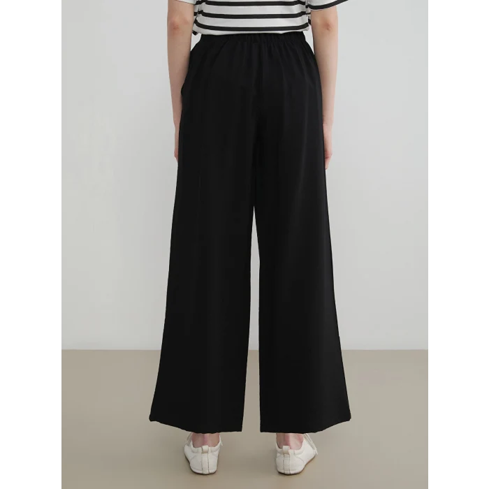 LCW Modest Siyah Beli Lastikli Geniş Paça Kadın Pantolon