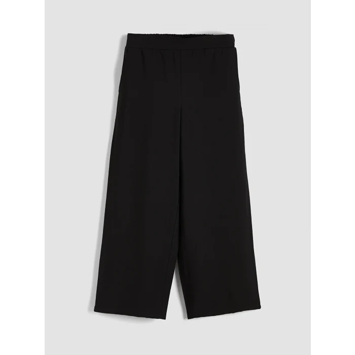 LCW Modest Siyah Beli Lastikli Geniş Paça Kadın Pantolon