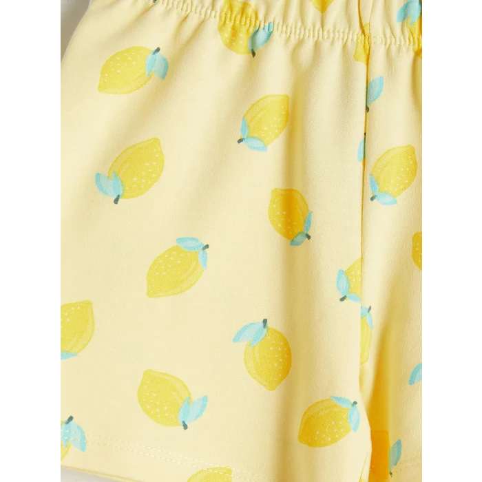 LCW Kids Ekru Limon Baskılı Kız Çocuk Takım
