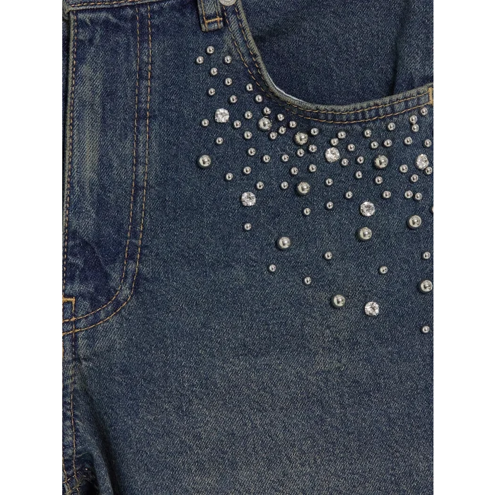 LCW Jeans İndigo Barrel Fit Taşlı Kadın Jean Pantolon