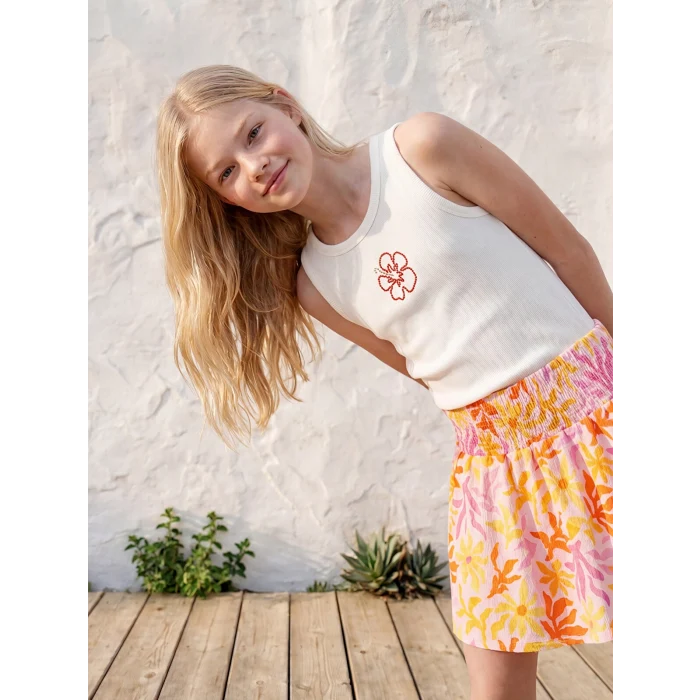 LCW Kids Beyaz Bisiklet Yaka Boncuklu Kız Çocuk Atlet