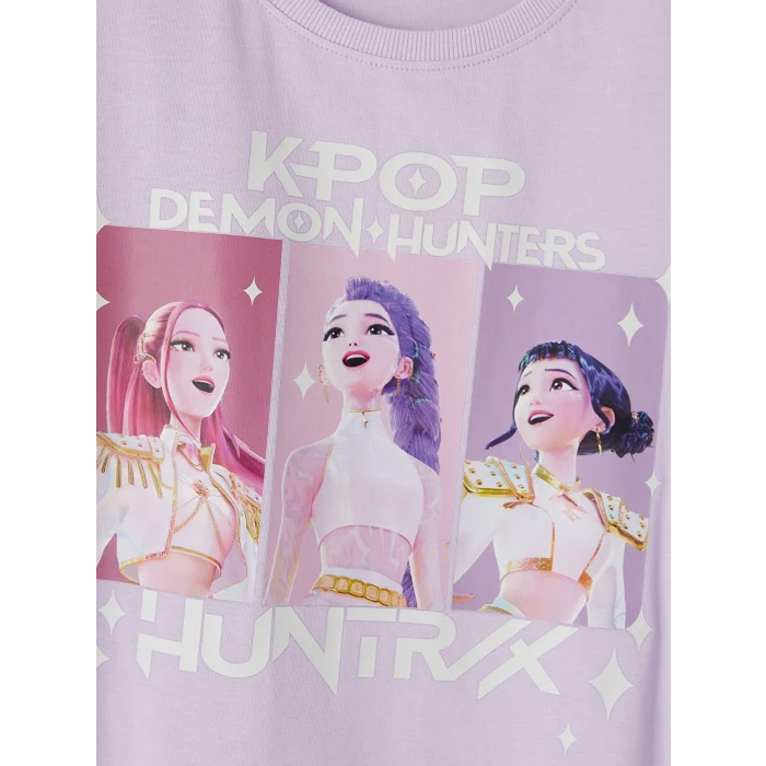 LCW Kids Lila K-pop Demon Hunters Baskılı Kız Çocuk Elbise