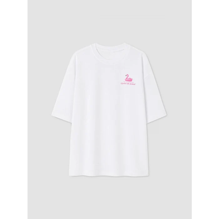 LCW Kids Beyaz Loose Fit Baskılı Kız Çocuk Tişört