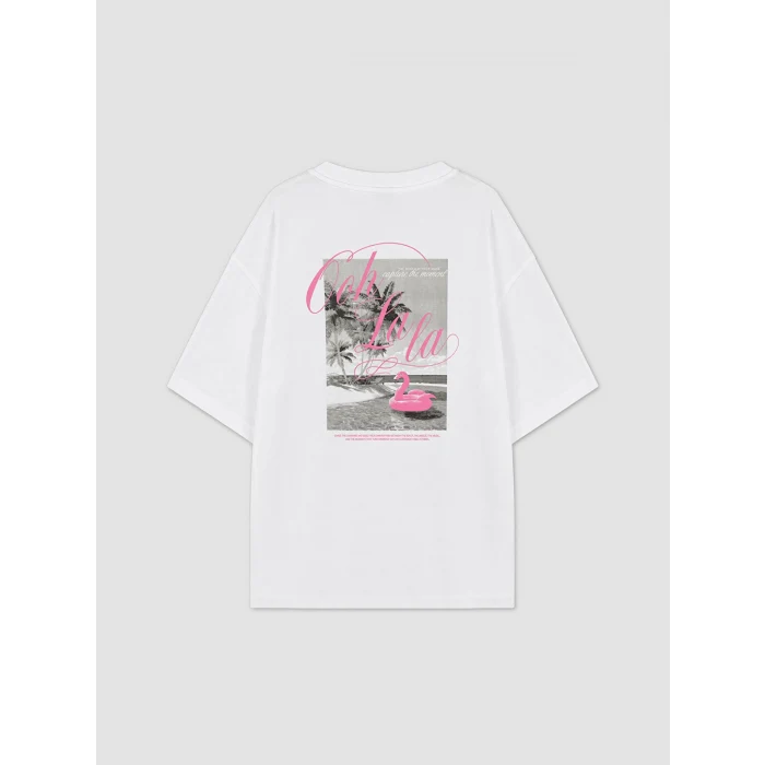 LCW Kids Beyaz Loose Fit Baskılı Kız Çocuk Tişört