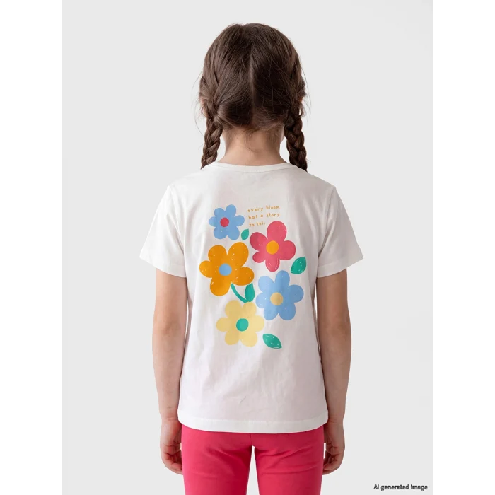 LCW Kids Ekru Çiçekli Kız Çocuk Takım
