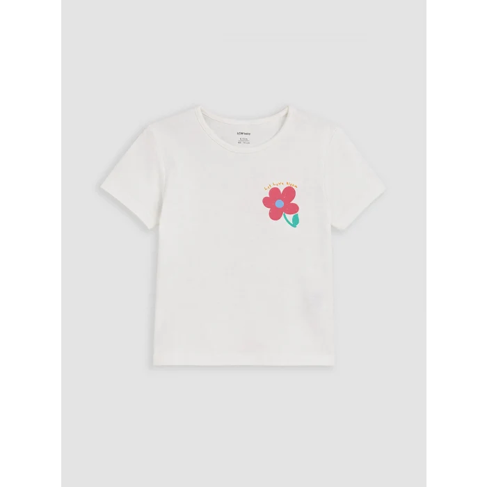 LCW Kids Ekru Çiçekli Kız Çocuk Takım