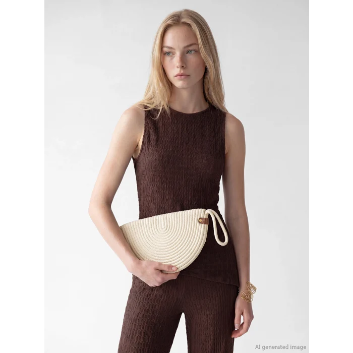 LCW ACCESSORIES Beyaz Hasır Kadın Omuz Çantası