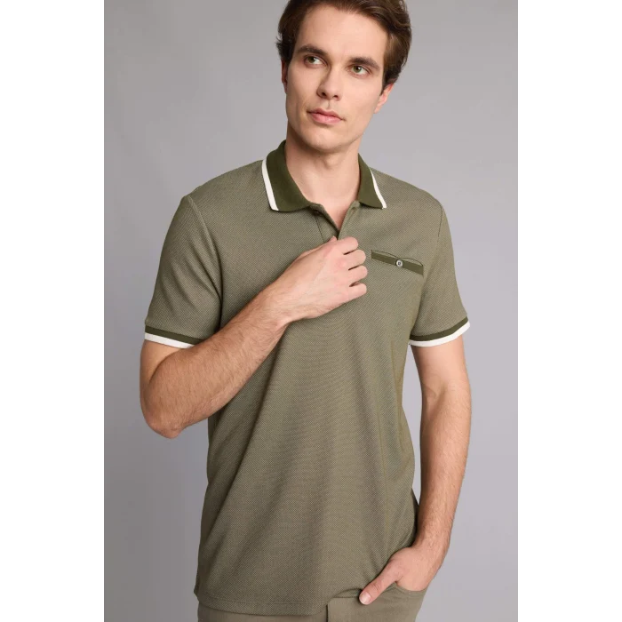 Defacto G7063AXKH442 Haki Regular Fıt Polo Yaka Kısa Kollu Polo Tişört