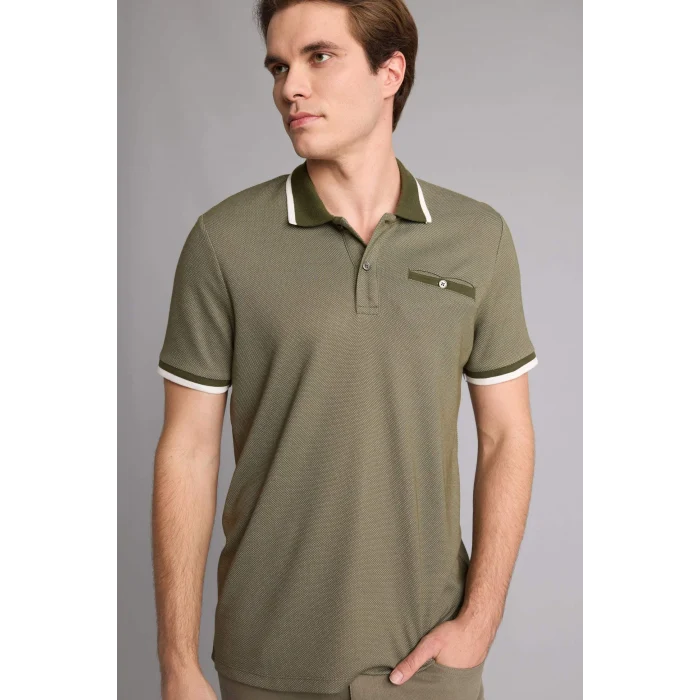 Defacto G7063AXKH442 Haki Regular Fıt Polo Yaka Kısa Kollu Polo Tişört
