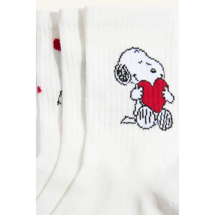 Defacto H4950AXKR1 Çok Renkli Kadın Snoopy Lisanslı 3lü Pamuklu Uzun Karma Çorap