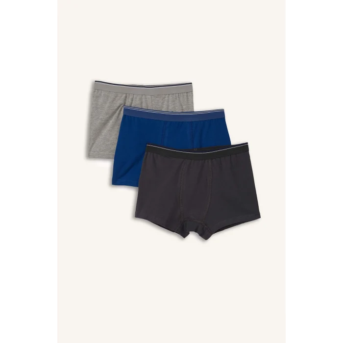 Defacto E1579A8BE331 Mavi 3lü Boxer Set Erkek Çocuk