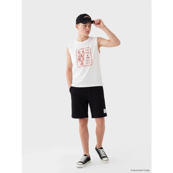 LCW Kids Siyah Bağcıklı Regular Fit Erkek Çocuk Şort