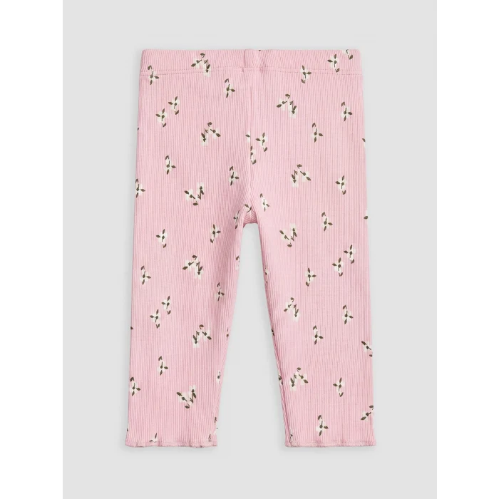 LCW baby Ekru Çiçek Desenli Kız Bebek Taytlı Takım