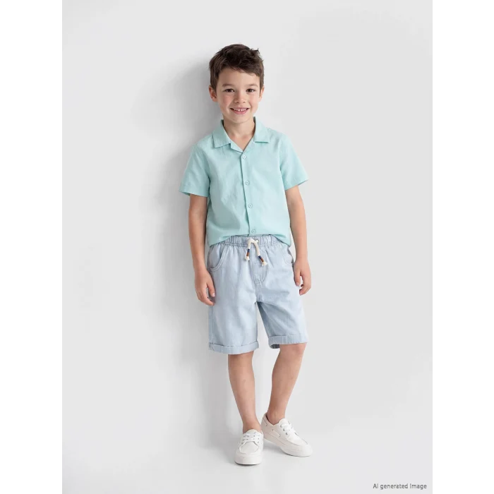 LCW Kids İndigo Beli Lastikli Erkek Çocuk Jean Şort