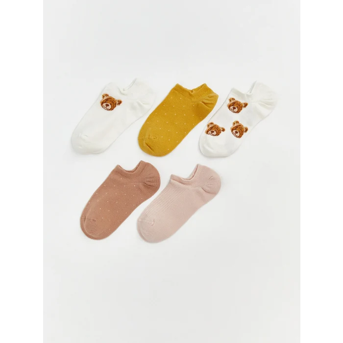 LCW DREAM Ekru Desenli Kadın Sneaker Çorap 5li